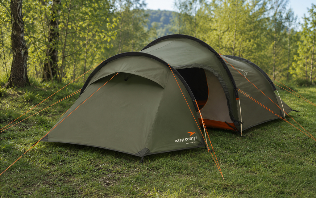 Tunneltelt Pasvik 3 for 3 personer aluminium 3,2 kg - Easy Camp oppsatt sett forfra
