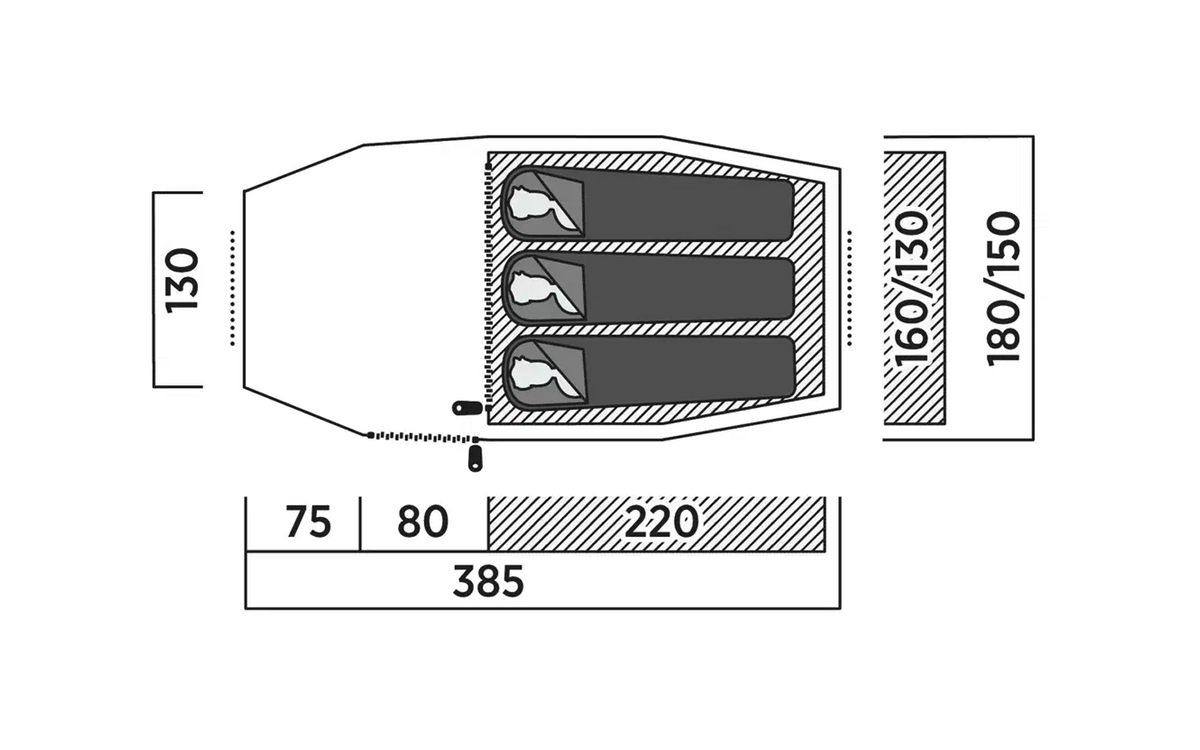 Tørkesnor og organizer i Tunneltelt Pasvik 3 for 3 personer aluminium 3,2 kg - Easy Camp