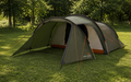 Tunneltelt Pasvik 4 for 4 personer polyester 4,1 kg - Easy Camp i mørkegrønn, ferdig oppsatt sett forfra