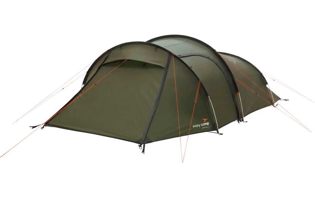 Tunneltelt Pasvik 4 for 4 personer polyester 4,1 kg - Easy Camp satt opp på campingplass