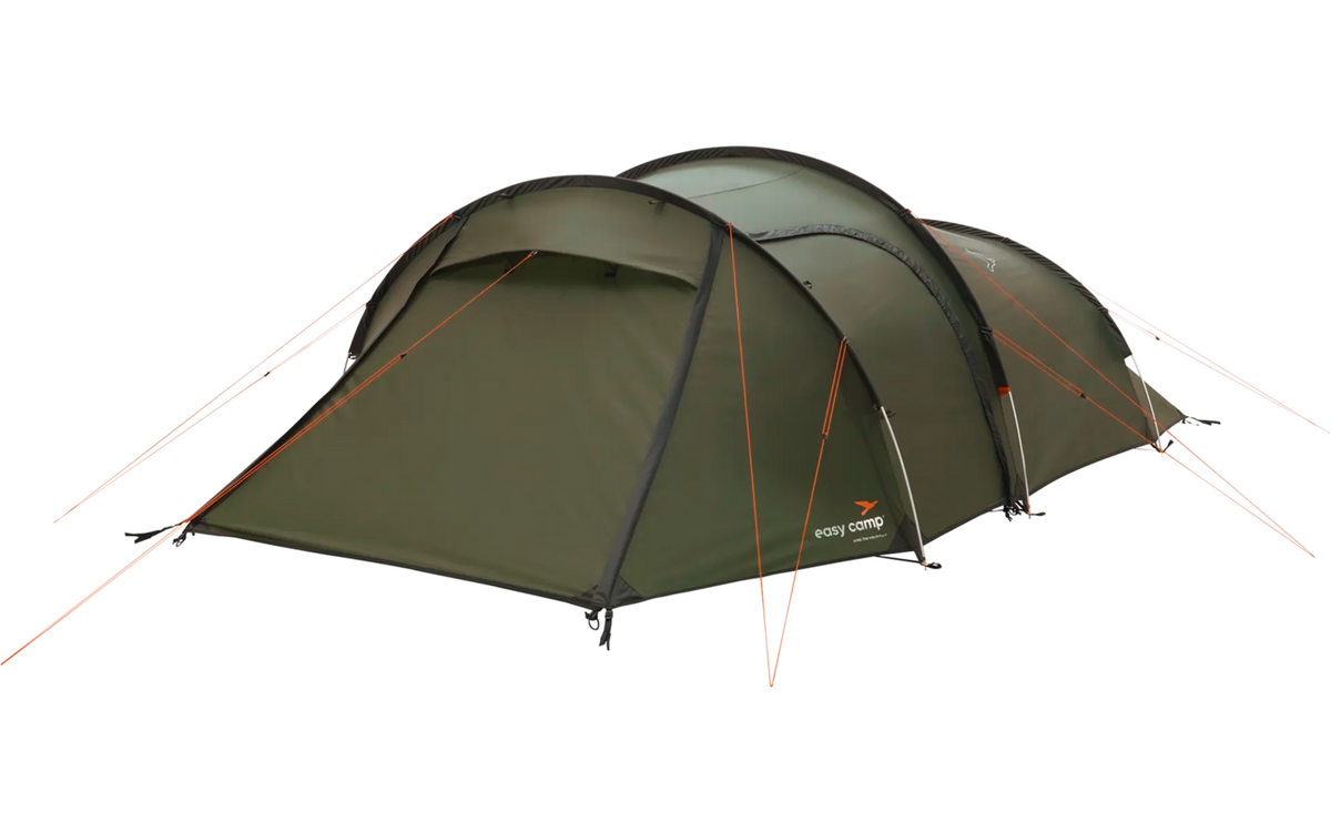 Tunneltelt Pasvik 4 for 4 personer polyester 4,1 kg - Easy Camp satt opp på campingplass