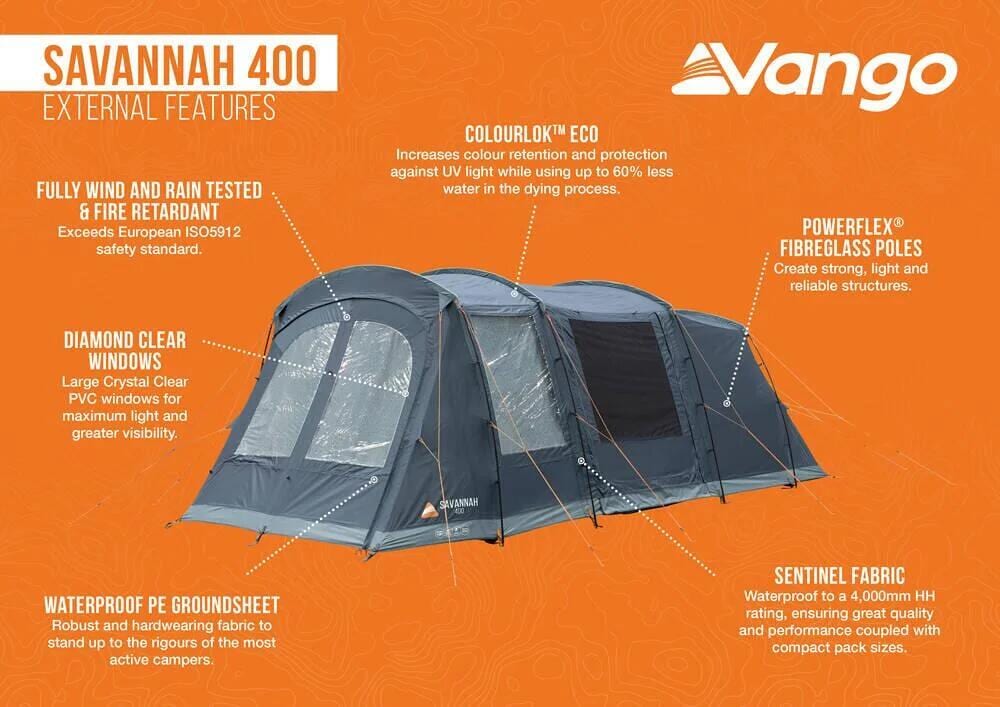 Tunneltelt Savannah 400 Package for 4 personer SkyTrack II system detalj