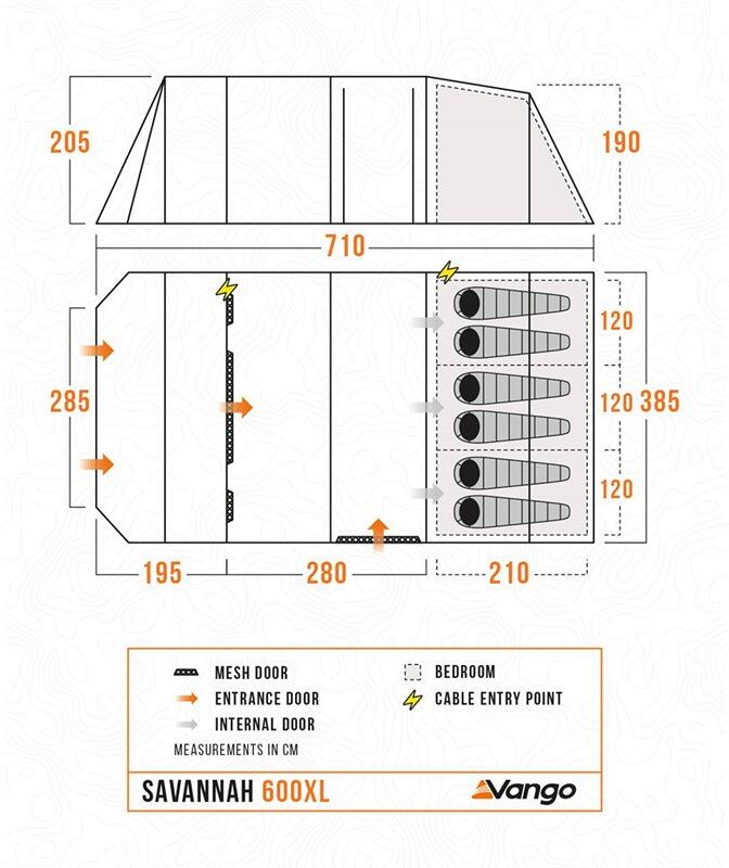 Tunneltelt Savannah 600XL Package 6-pers bakside