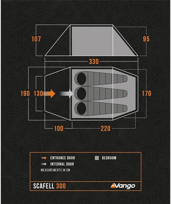 Tunneltelt Scafell 300 3-pers aluminium 2,9 kg grønn bakside