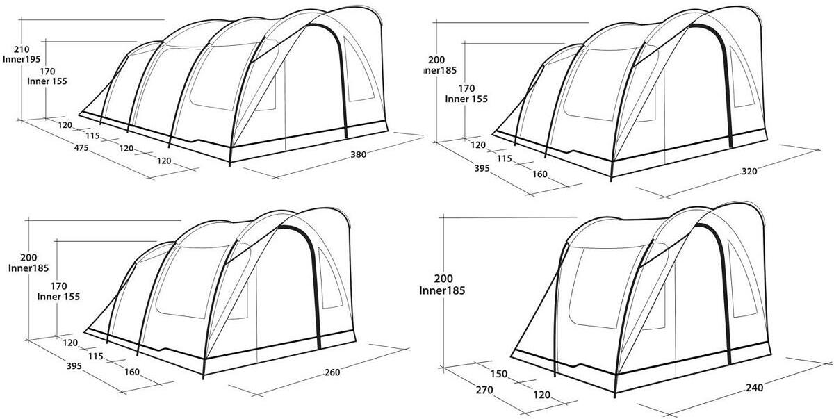 Tunneltelt Sky for 6 personer montert på campingplass