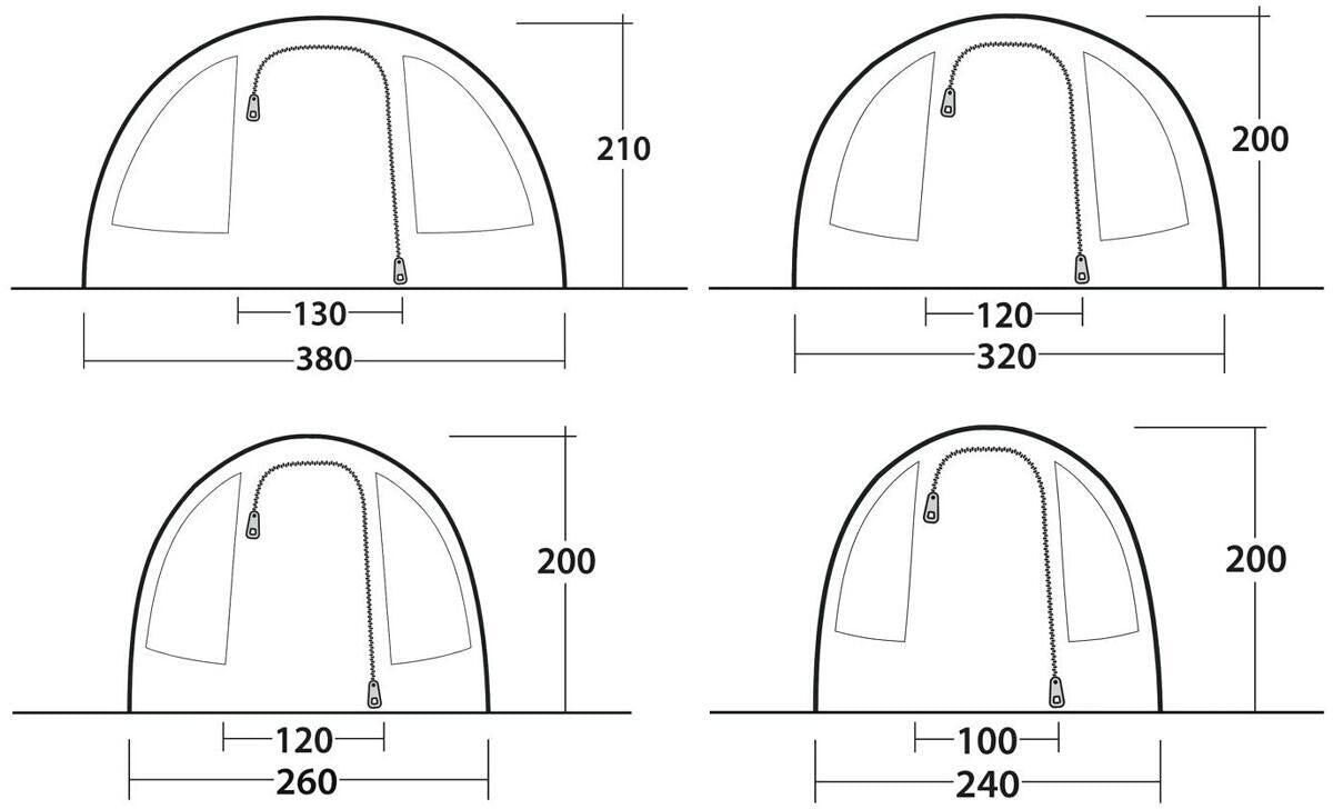 Tunneltelt Sky for 6 personer blå polyester materiale detalj