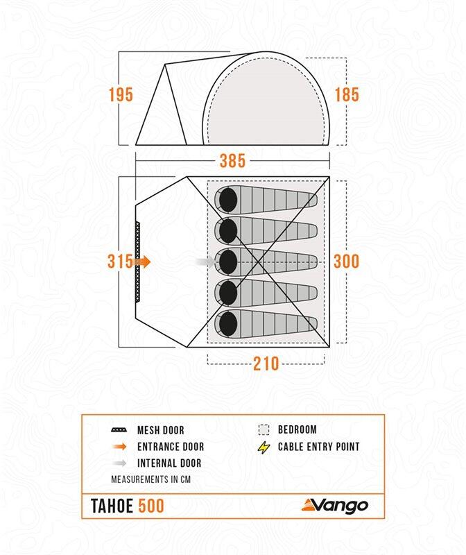 Tunneltelt Tahoe 500 for 5 personer bakside visning