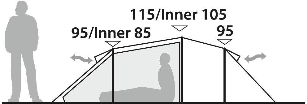 Montert Tunneltelt Voyager 3EX 3-pers. grønn i terreng