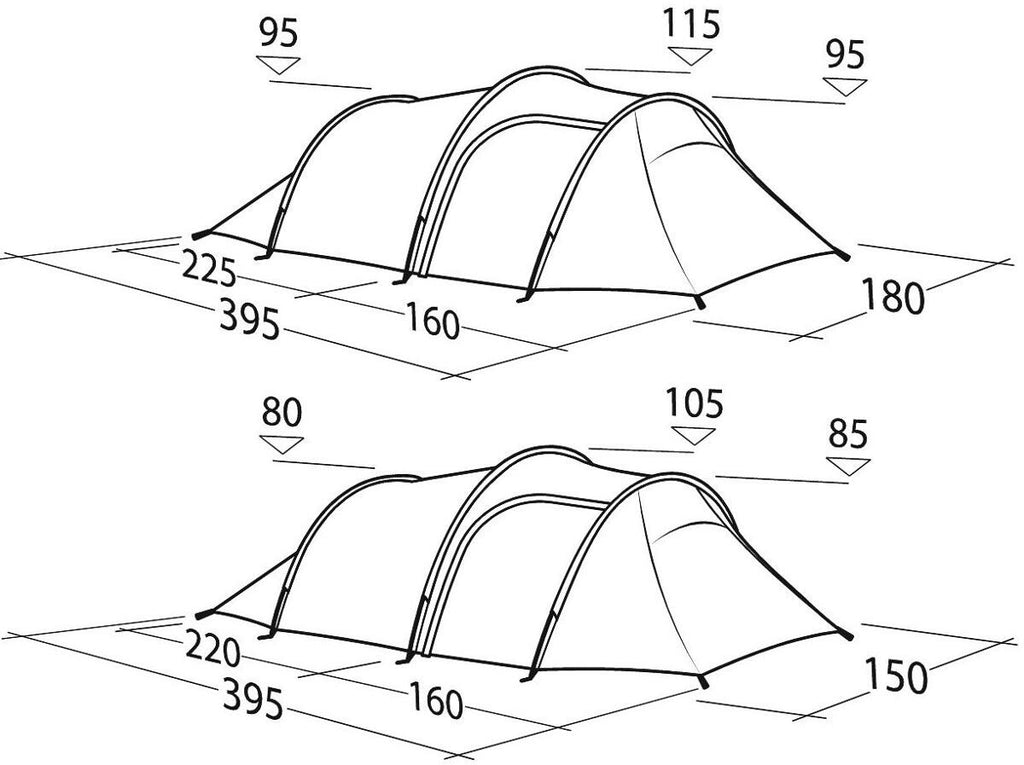 Montert Tunneltelt Voyager Exp ripstop polyester aluminium - Robens i grønn farge