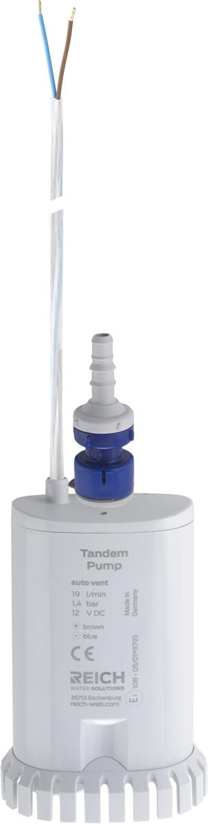 Twin dykkvannpumpe 19 l/min 1,4 bar med tilbakeslagsventil forfra