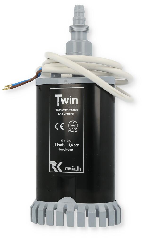 Twin dykkvannpumpe 19 l/min 1,4 bar med tilbakeslagsventil Reich for effektiv vannpumping