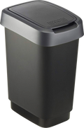 Twist svingbøtte 10 l resirkulert plast dark silber forfra