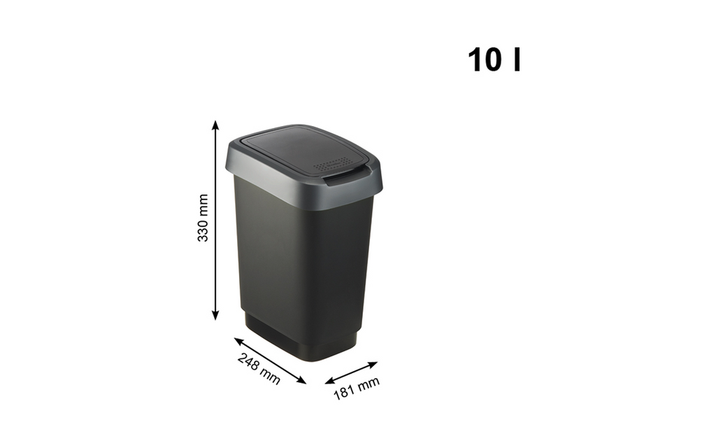Detalj av lokk på Twist svingbøtte 10 l resirkulert plast dark silber