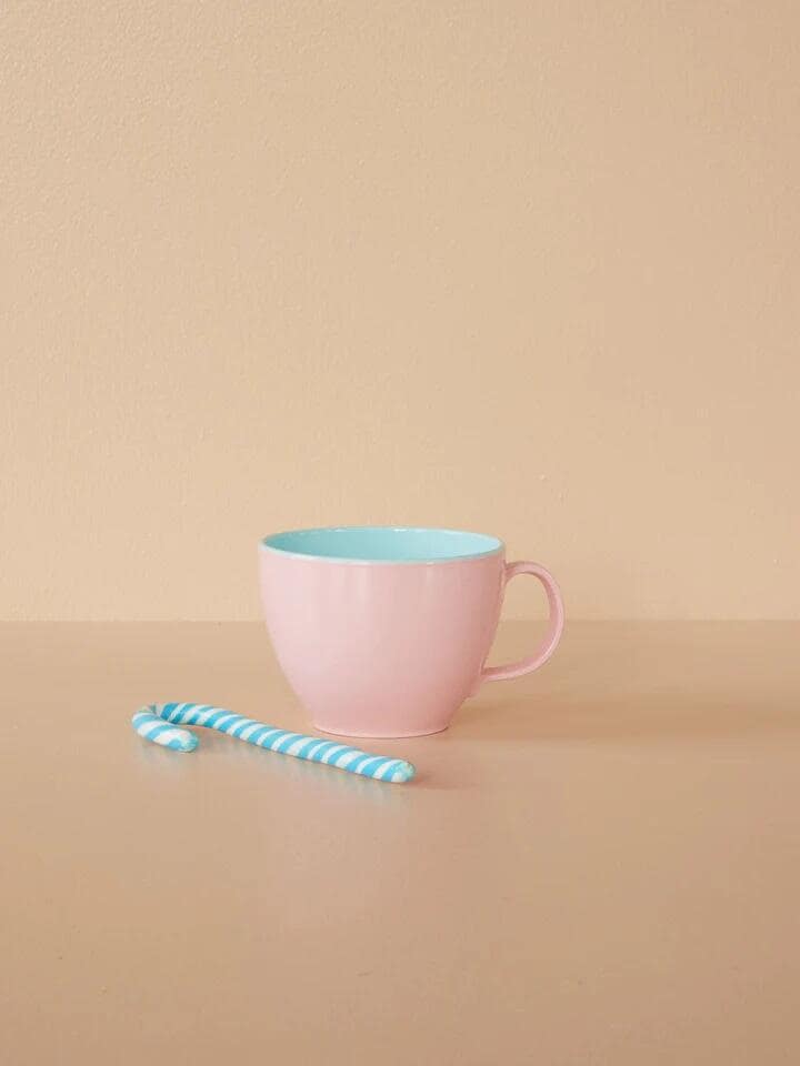 Two Tone melaminkopp 400 ml skoggrønn/rosa 9 cm - Rice bakside