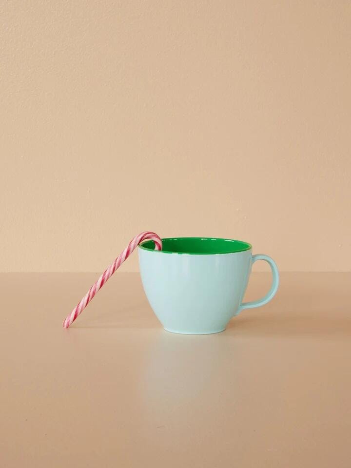 Two Tone melaminkopp 400 ml skoggrønn/rosa 9 cm - Rice nærbilde