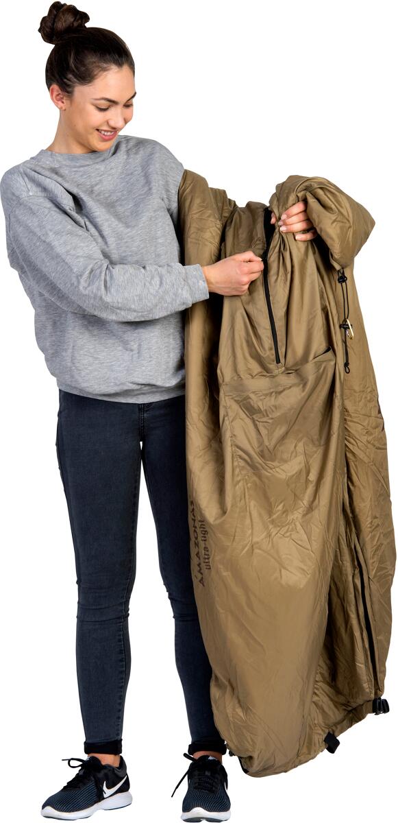 Underquilt Poncho 2-i-1 varmebeskyttelse for hengekøye detalj glidelås
