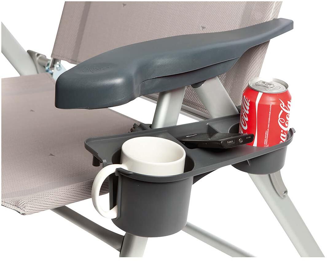 Universal kopp- og flaskeholder for campingstoler grå - Bo-Camp forfra