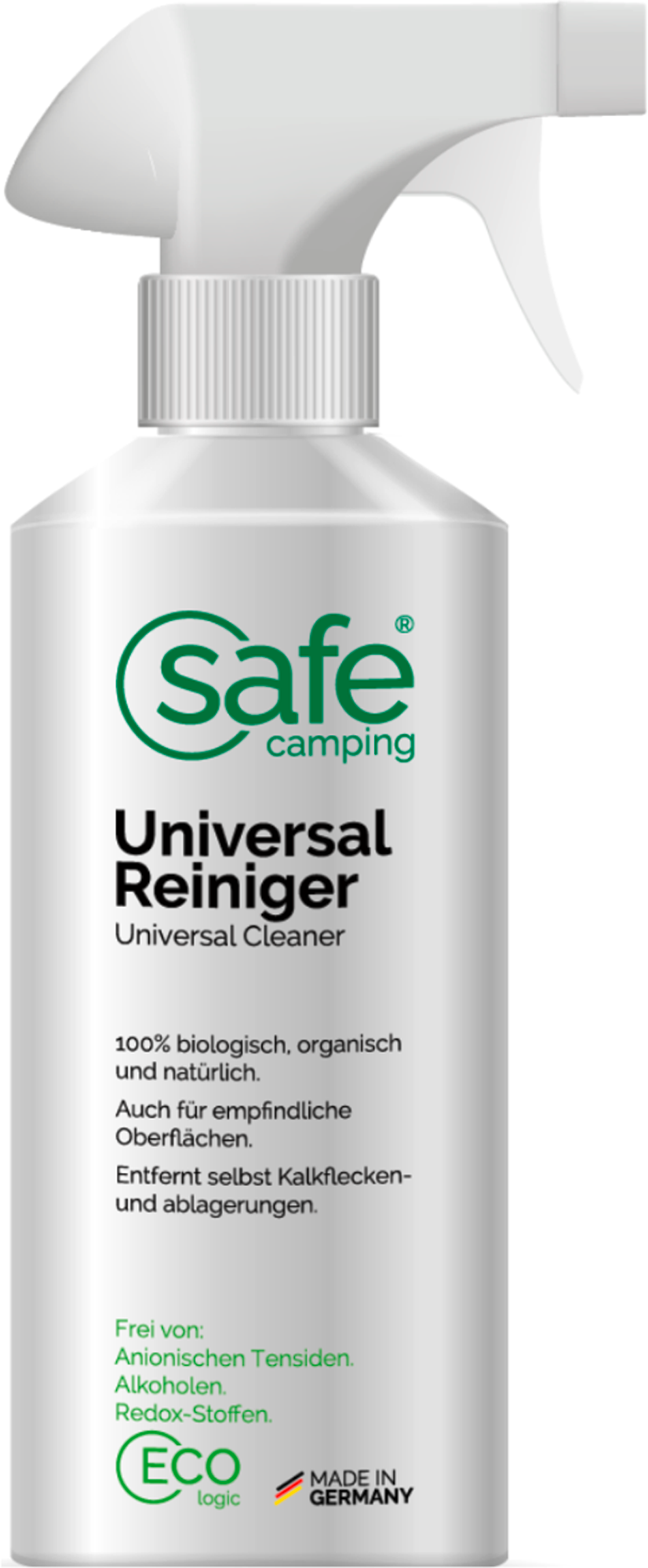 Universalrengøring for campingvogn, bobil og tilbehør 500 ml - SAFE CAMPING forfra