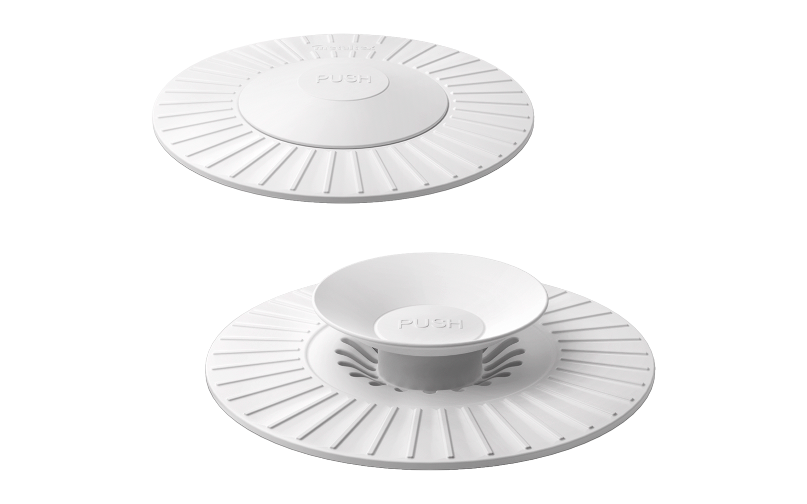 Montert Universalt avløpsdeksel i silikon 2-i-1 Ø 11,3 cm - Metaltex i vask