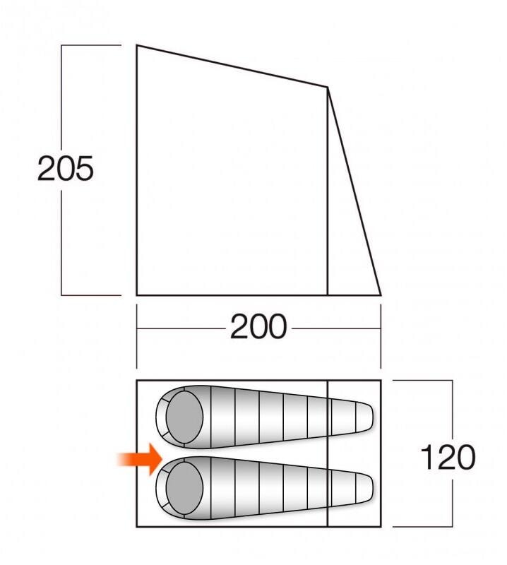 Universalt innertelt 2-personer 200x120x205 cm detalj