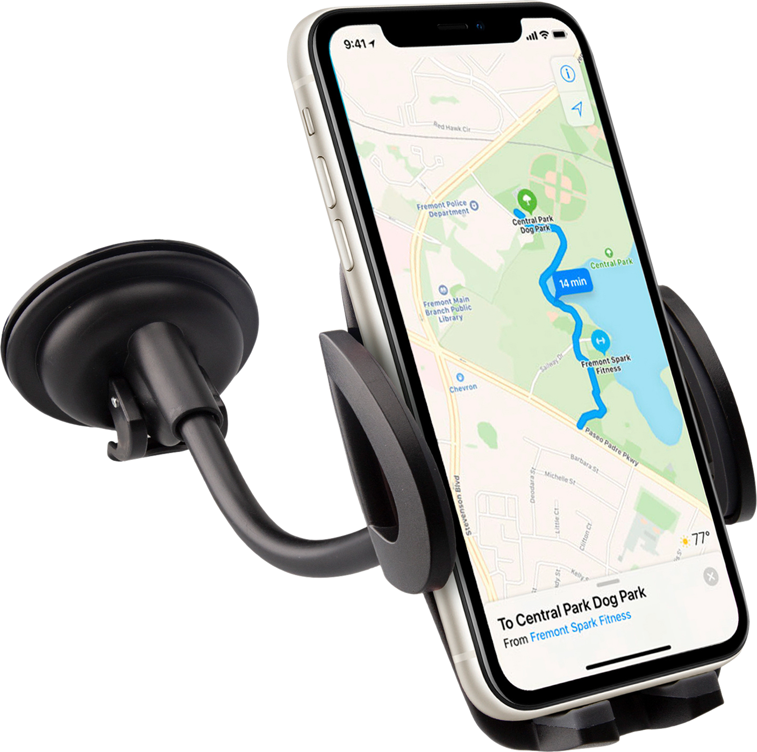 Universell mobilholder med sugekopp 6 tommer 360° - SBS Freeway montert i bil