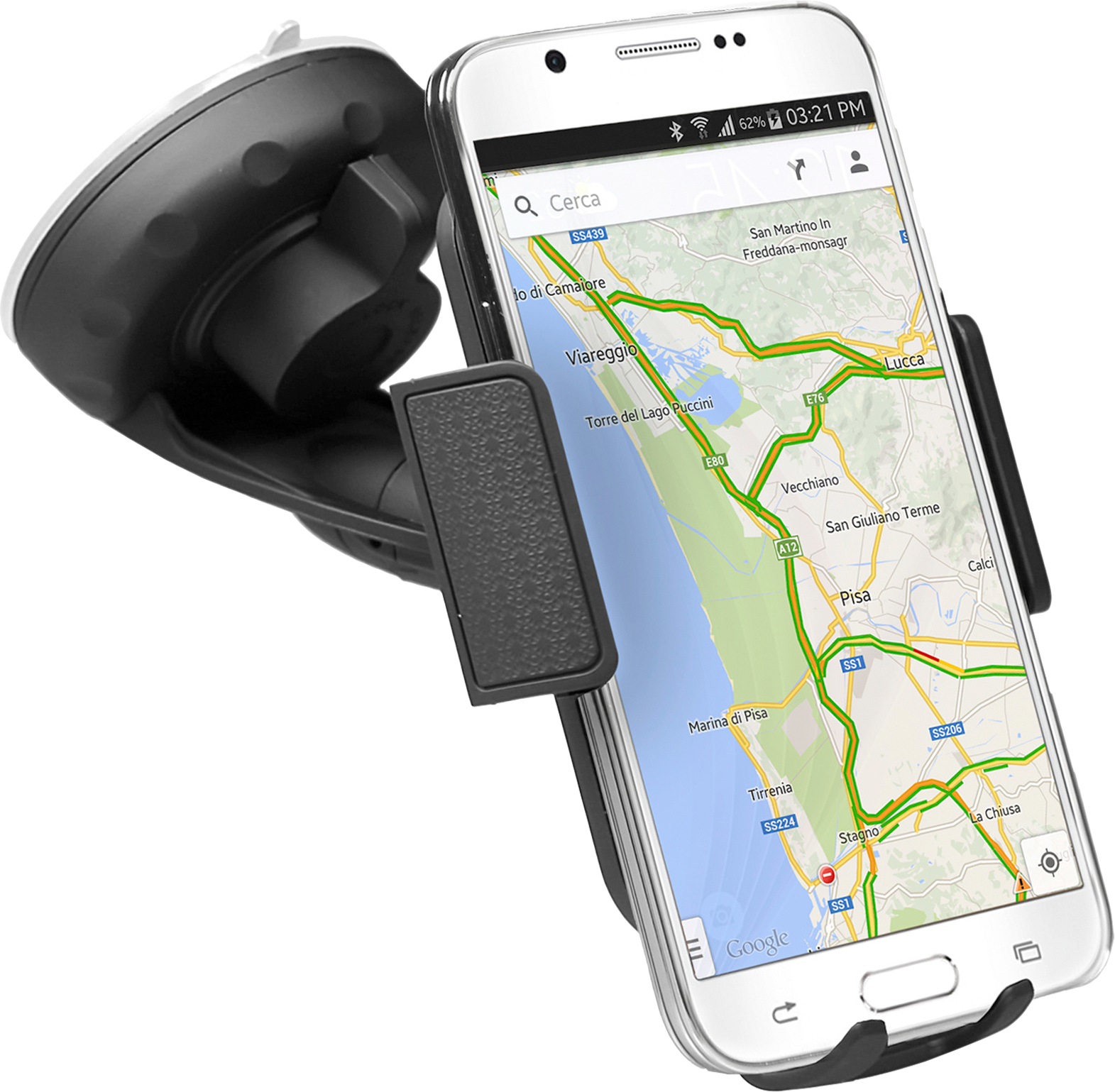 Universell mobilholder med sugekopp for opptil 6 tommer - SBS sett forfra