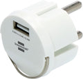 USB-A støpseladapter 12W flatt design, hvit Brennenstuhl forfra