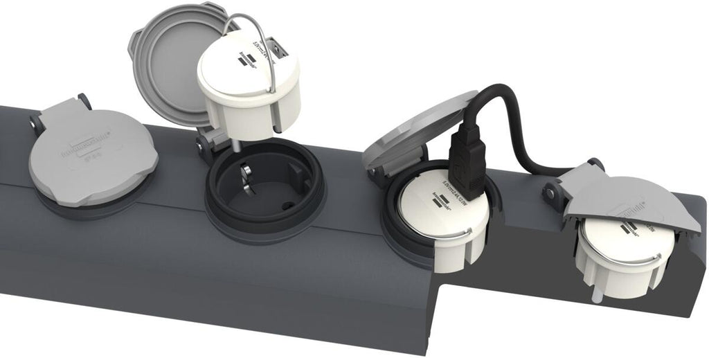USB-A støpseladapter 12W flatt design, hvit Brennenstuhl bakside