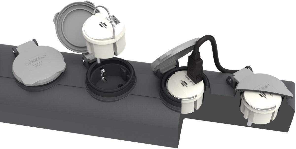USB-A støpseladapter 12W flatt design, hvit Brennenstuhl bakside