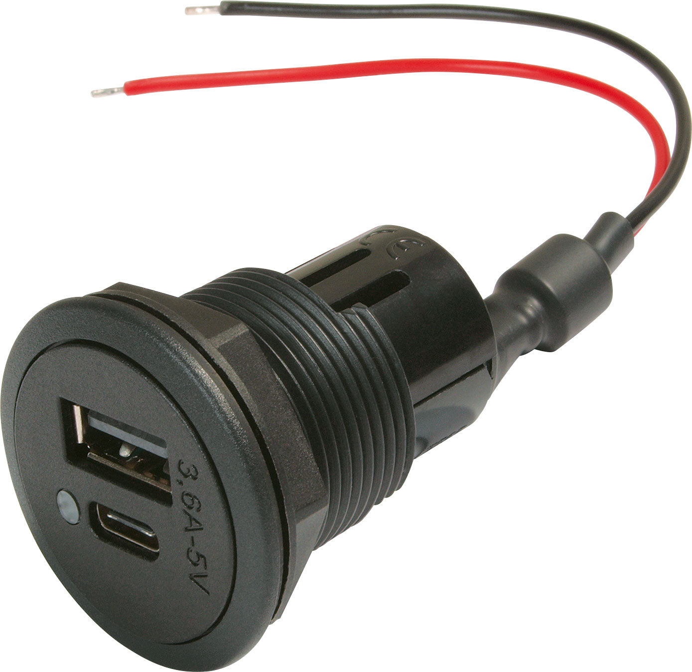 USB-C/A dobbel innbyggingskontakt 12-24V 5V 3,6A - ProCar for bobil og camping