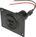 USB-C/A dobbel innbyggingsstikkontakt 12-24 V med monteringsplate - ProCar forfra
