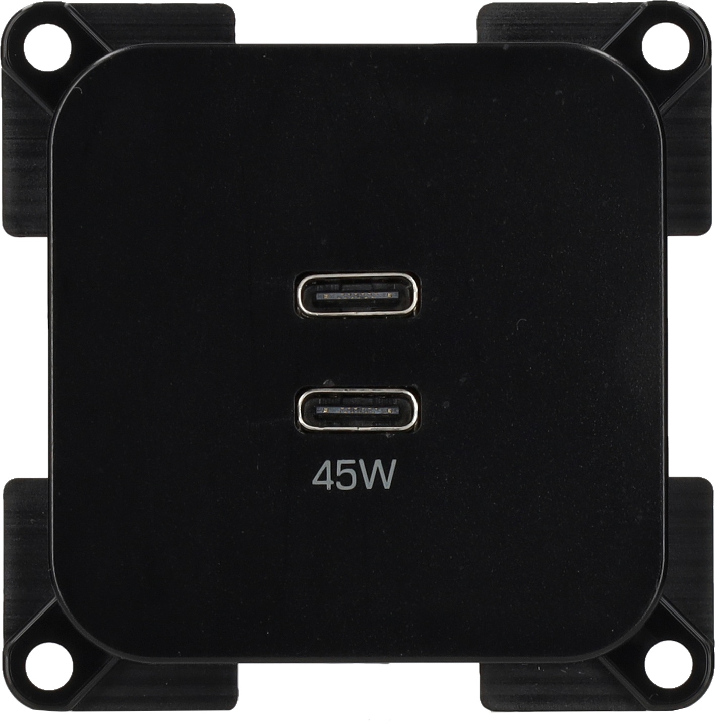 USB-C dobbel ladestikkontakt 45 W med tilkoblingsklemme Haba forfra