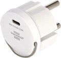 USB-C støpseladapter 2,4A flatt design for camping Brennenstuhl forfra