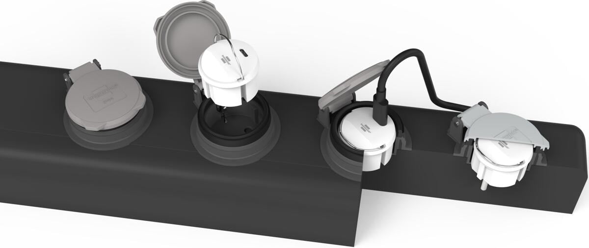 USB-C støpseladapter 2,4A flatt design for camping Brennenstuhl bakside