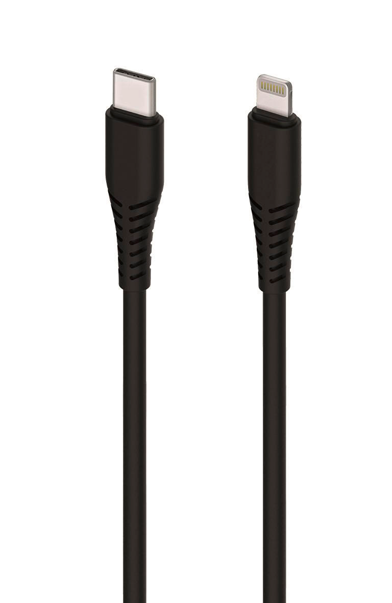 USB-C til Apple 8-pin datakabel 1m svart forfra