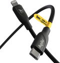 USB-C til Lightning ladekabel 60W silikon svart forfra