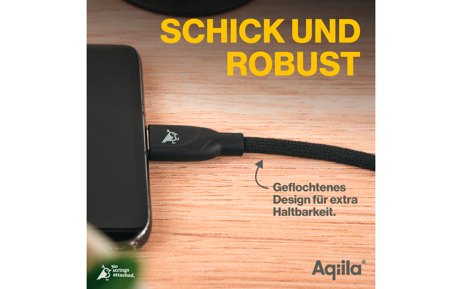 USB-C til Lightning ladekabel 60W silikon svart - Aqiila