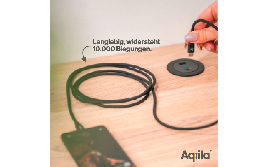 USB-C til Lightning ladekabel 60W silikon svart - Aqiila