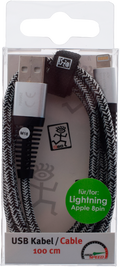USB-datakabel Apple 8-pin 1m med nylonflettet kabel - 2GO blå