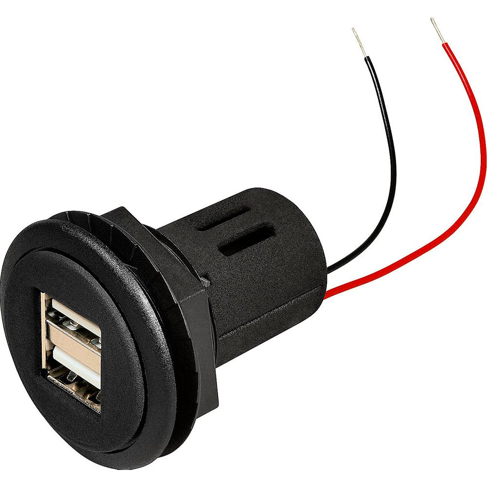 USB innbyggingsstikkontakt 12-24 V dobbel 3 A svart - ProCar for camping og bilbruk