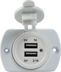 USB innbyggingsuttak dobbelt hvit 12V med beskyttelsesdeksel - AS-Schwabe for camping