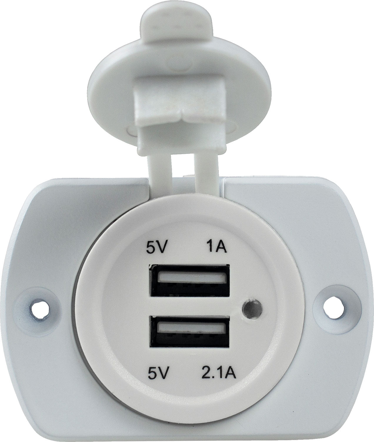 USB innbyggingsuttak dobbelt hvit 12V med beskyttelsesdeksel - AS-Schwabe for camping