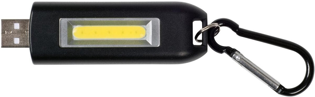 USB LED nøkkelringlykt 80 lm med karabinkrok BasicNature forfra