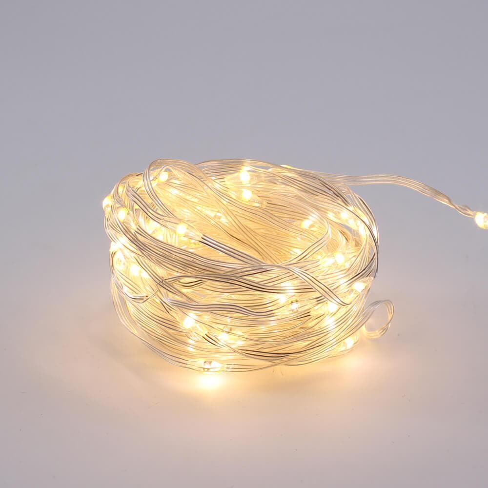 USB-lyslenke 10 m med 100 varmhvite LED-lys CAMPWERK bakside