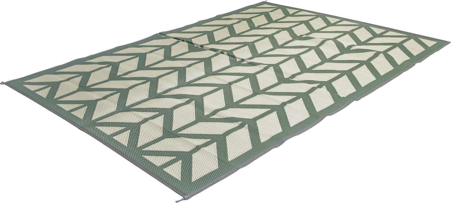 Utendørsmatte Flaxton Green 200×180 cm i grønt med industrielt print