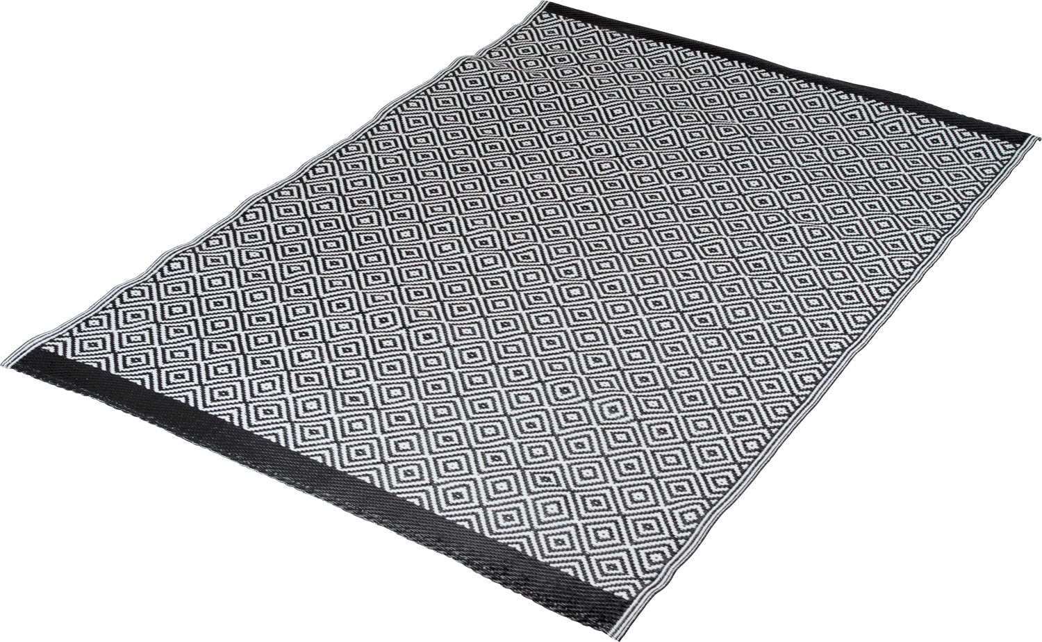 Utendørsteppe Kingston 180x120 cm sort/hvit polypropylen Bo-Camp