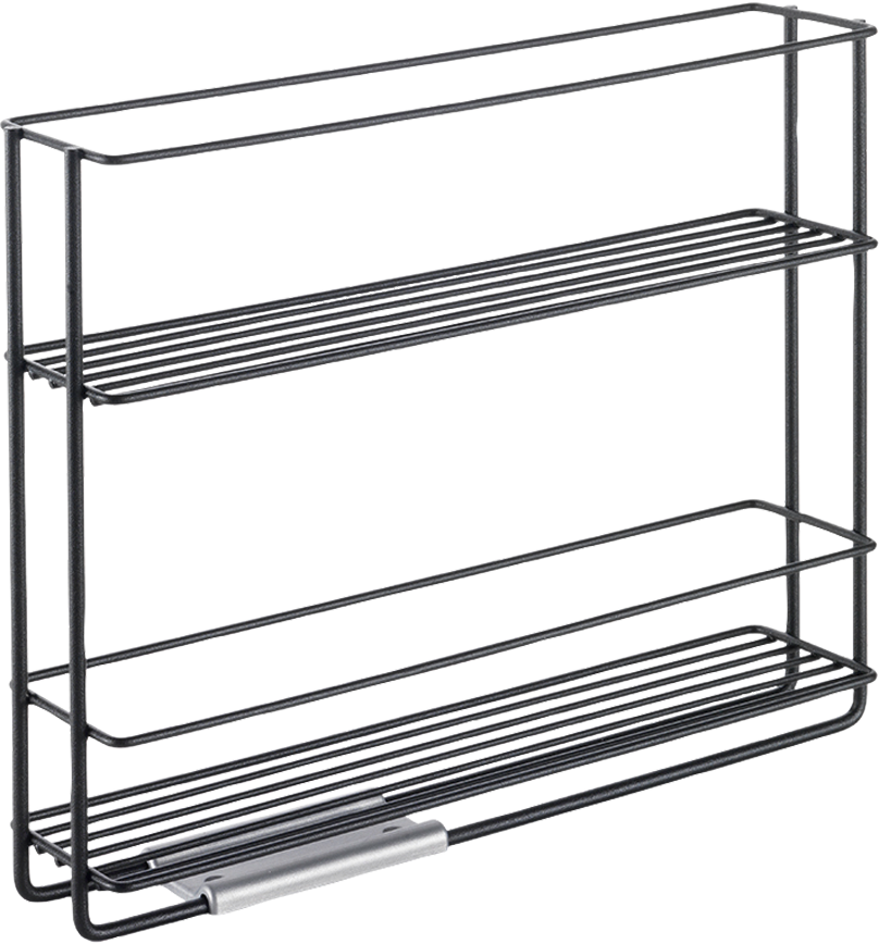 Uttrekkbar krydderhylle for skapmontering 22 x 6 x 28 cm Metaltex forfra