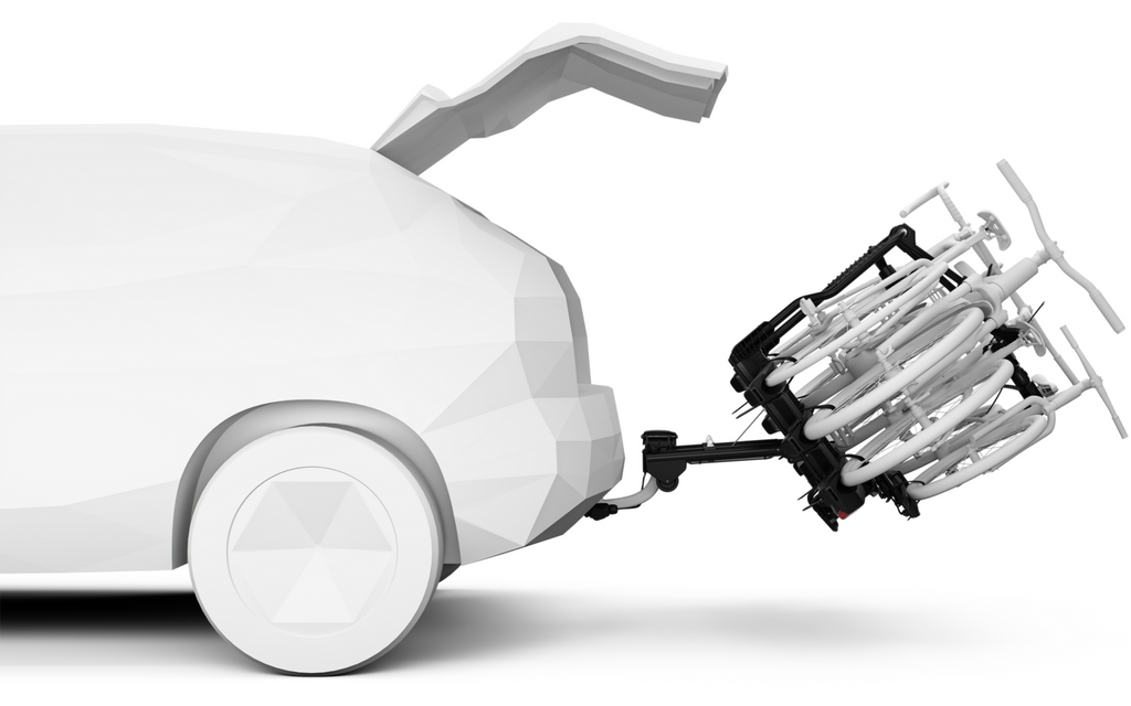 Detalj av Thule EasyFold 3 sykkelstativ med adapter