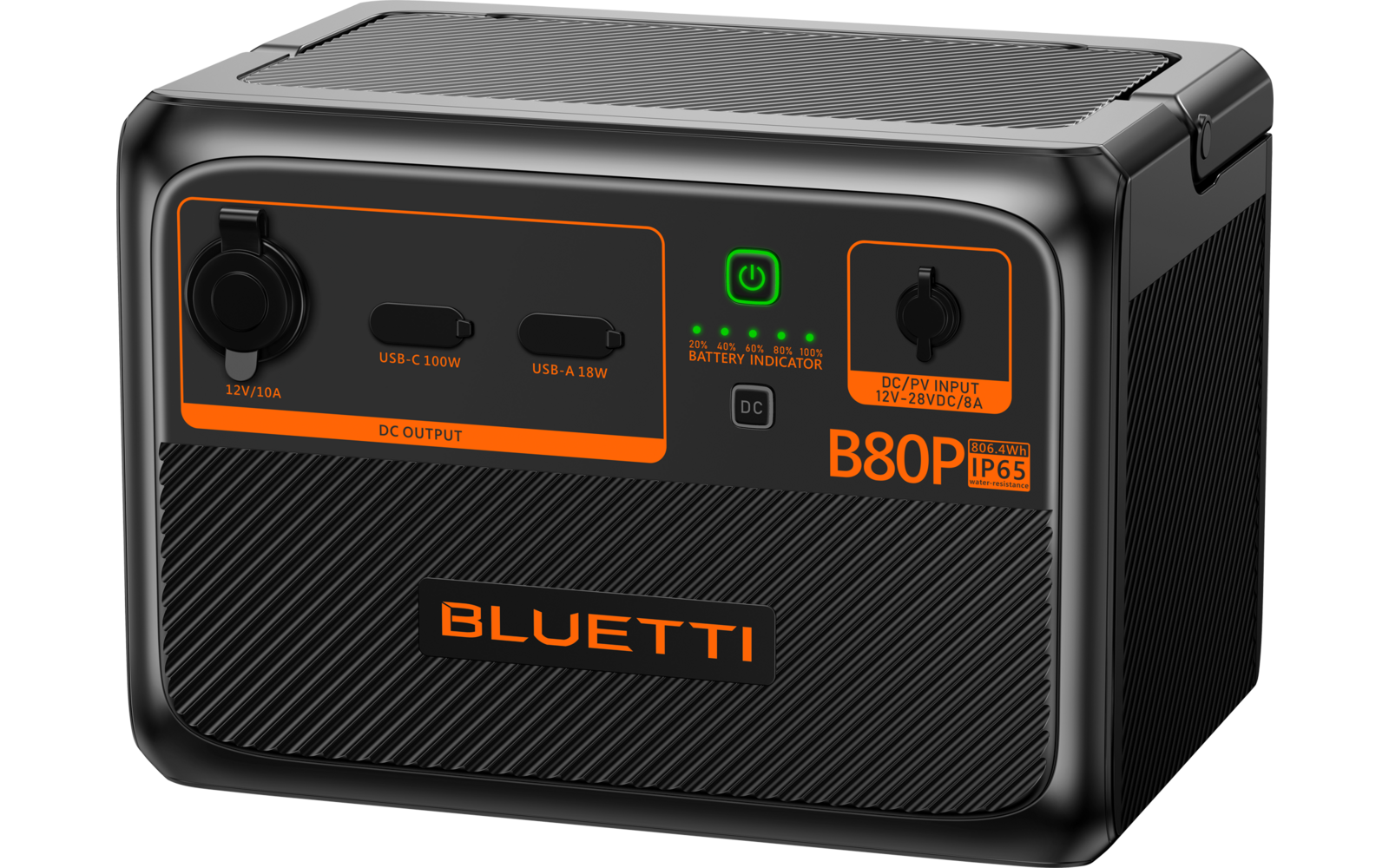 Utvidelsesbatteri B80 for AC60P detalj av porter
