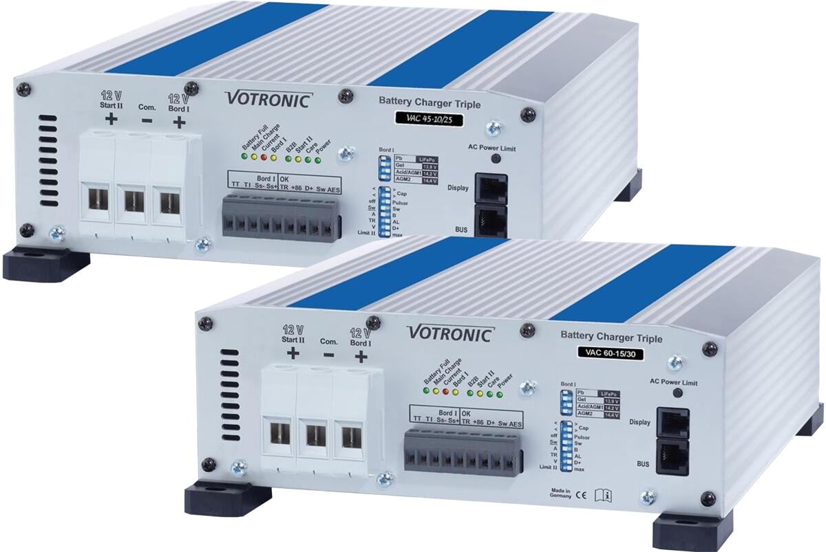 VAC Triple-CI batterilader 12V 110-230V AC - Votronic frontal visning